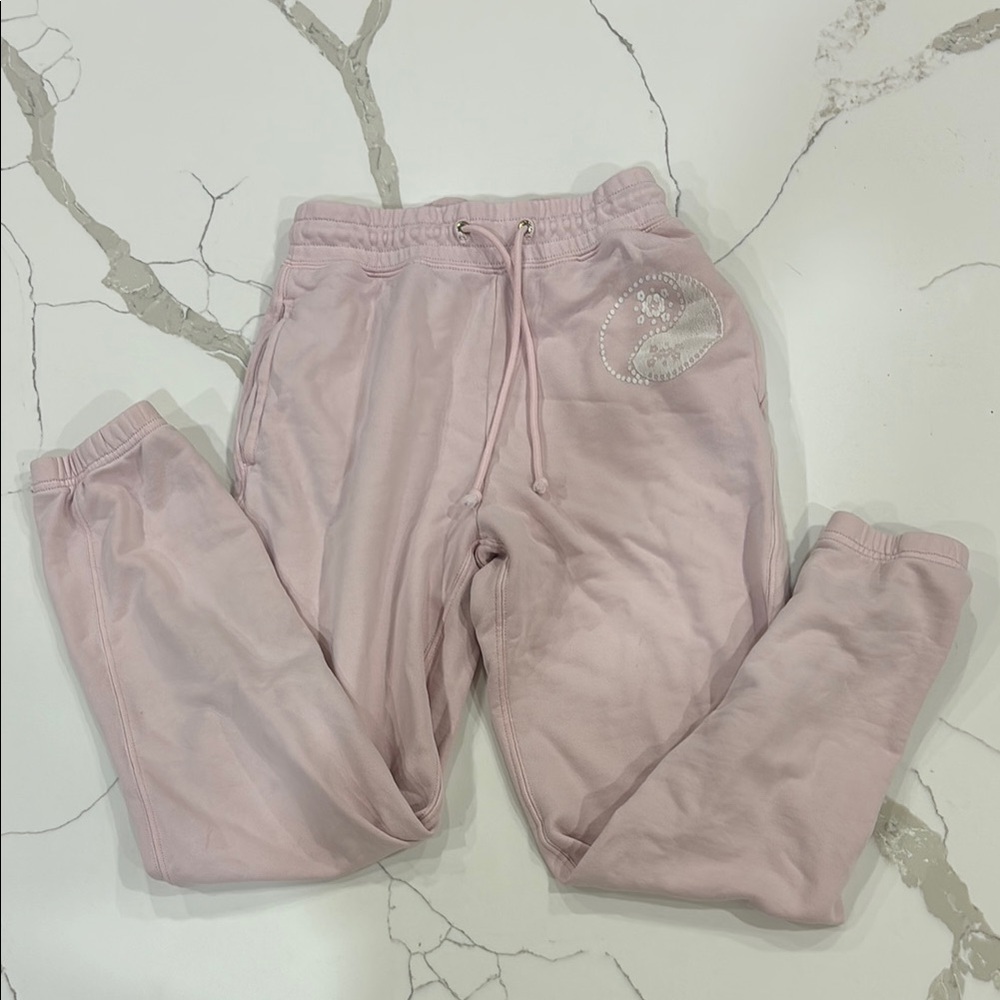 Baby Pink Tie Cuffed Bottom Sweatpants